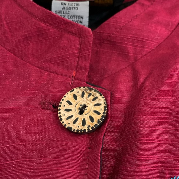 Embroidered Jacket Women’s 1X Button Down Mandarin Collar Berry.   K1 - Picture 5 of 11